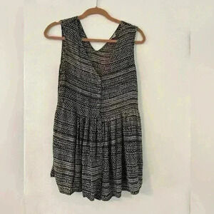 ECOTE Black White Printed Romper with Pockets Size S (F132)